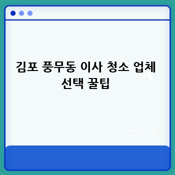 김포 풍무동 이사 청소 업체 선택 꿀팁