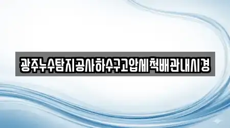 광주누수탐지공사하수구고압세척배관내시경